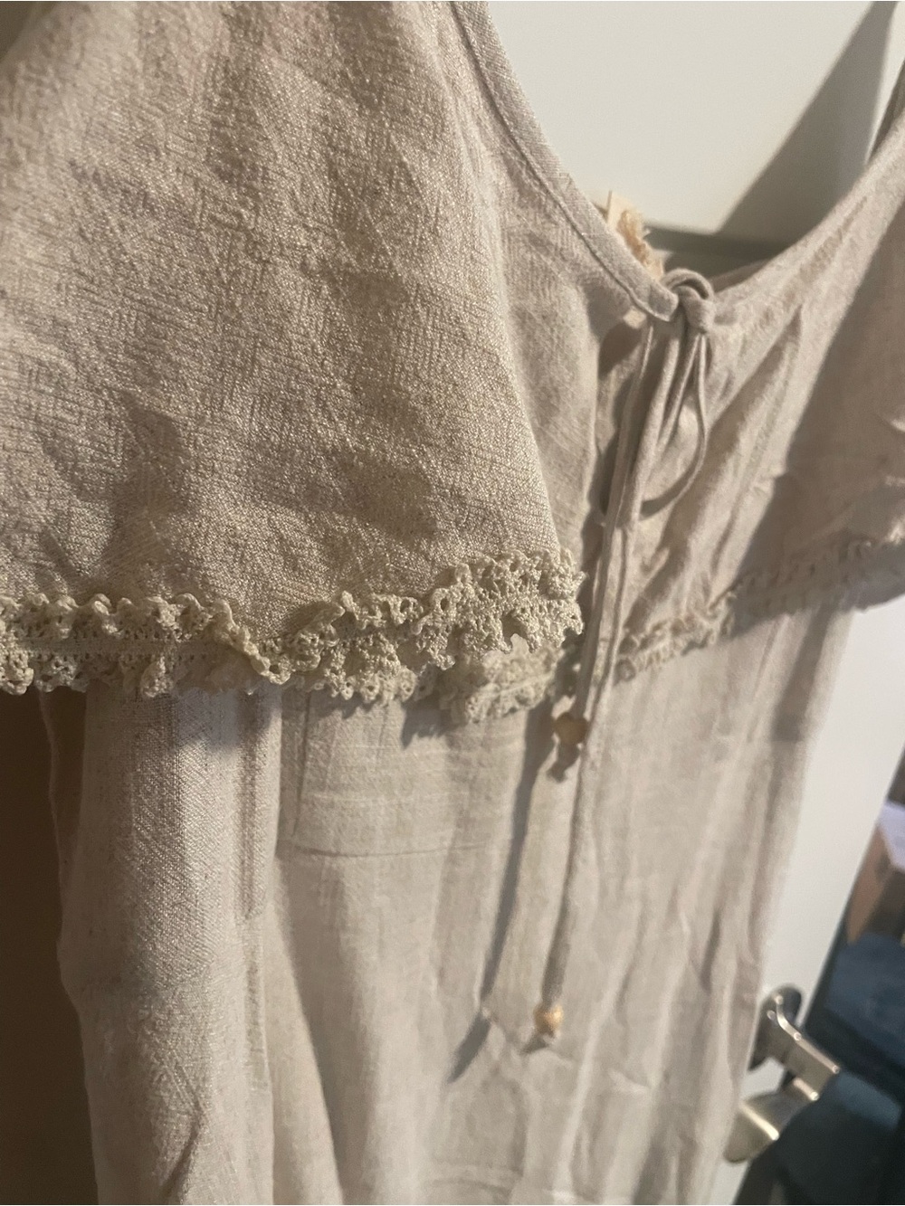 Hem & Thread Beige Ruffle Mini Dress - Picture 4 of 6